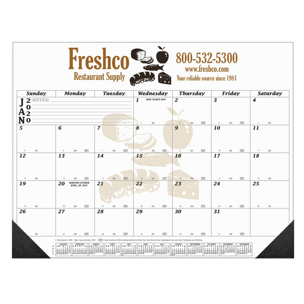12 Month Desk Calendar | 22" x 17" | 1 Imprint Area | Black Calendar Color Custom Imprinted