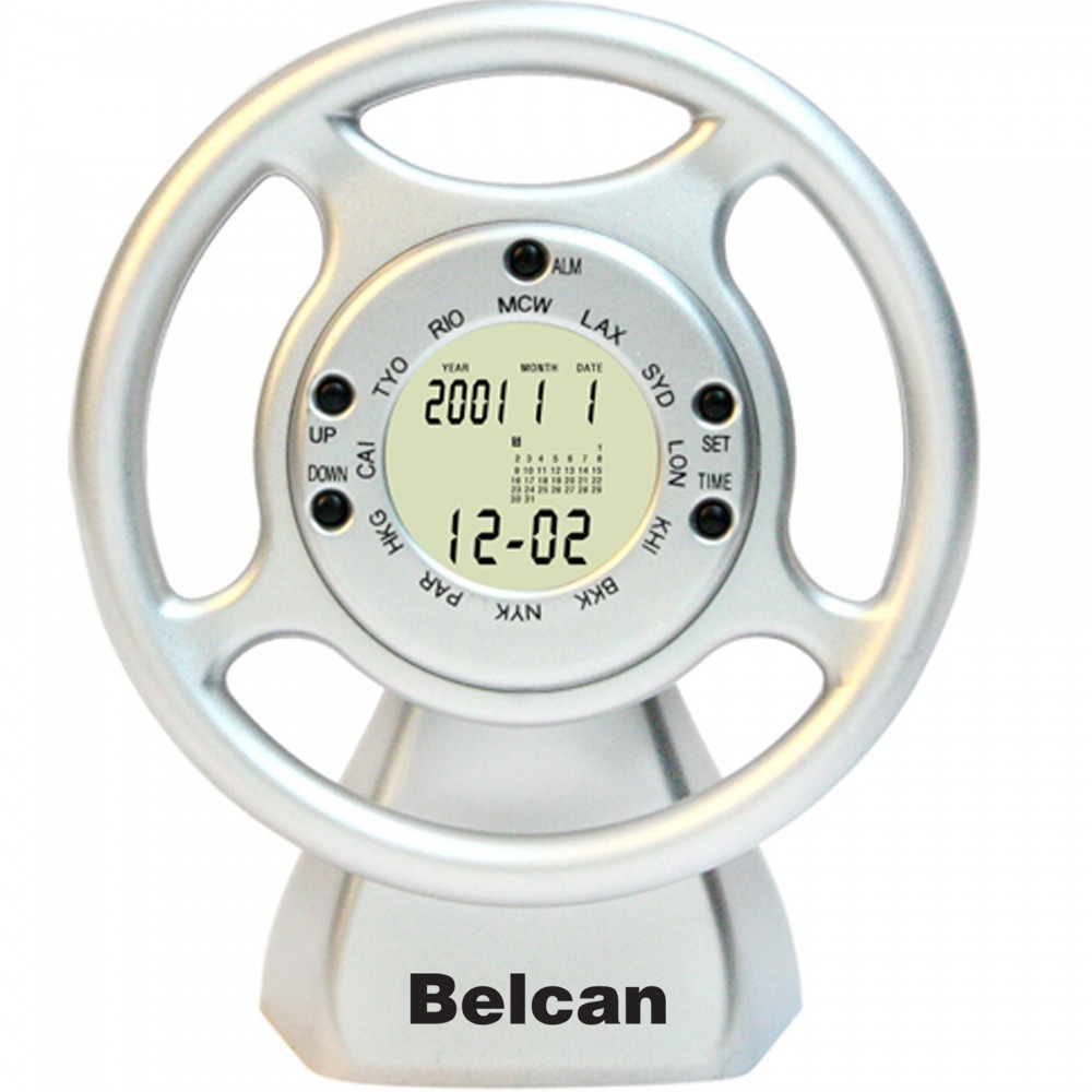 Custom Imprinted Steering Wheel Clock/ Calendar-SILVER
