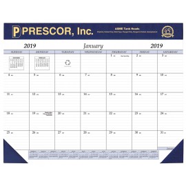 Logo Printed Desk Pad Calendar w/ Leatherette Header