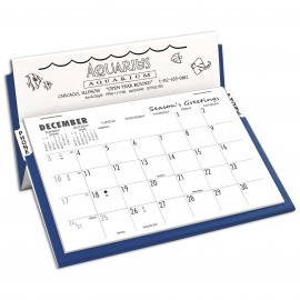 SR Rite-A-Date Desk Calendar, White/Lapis Blue Logo Printed