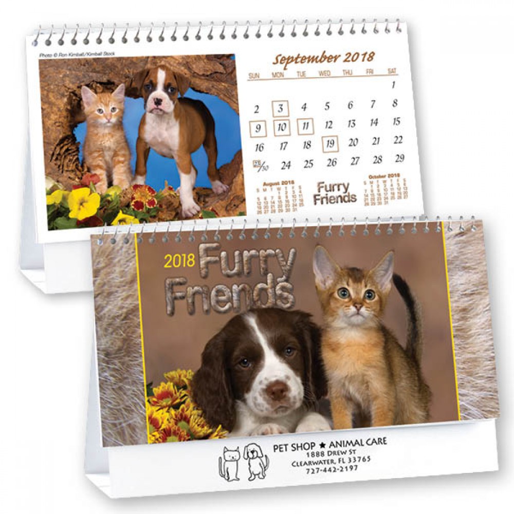 Custom Imprinted Furry Friends Desk Calendar