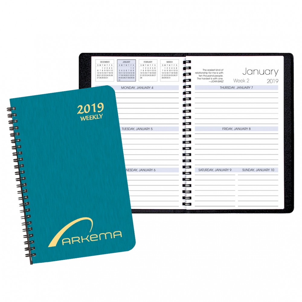 Branded Weekly Desk Appointment Planner w/ Shimmer Cover
