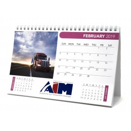 Mid Size 12 Photo Custom Desk Calendar (8 1/2"x5 1/2") Logo Printed