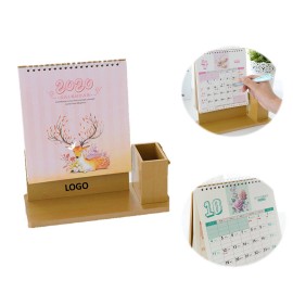 Custom Imprinted Wooden DIY Stand Desk Calendar With Pen Holder  Custom Imprinted Wooden DIY Stand Desk Calendar With Pen Holder