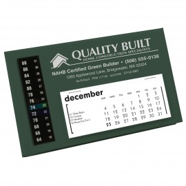 MMT LCD Therm-O-Date Thermometer Desk Calendar, Forest Green Branded  MMT LCD Therm-O-Date Thermometer Desk Calendar, Forest Green Branded
