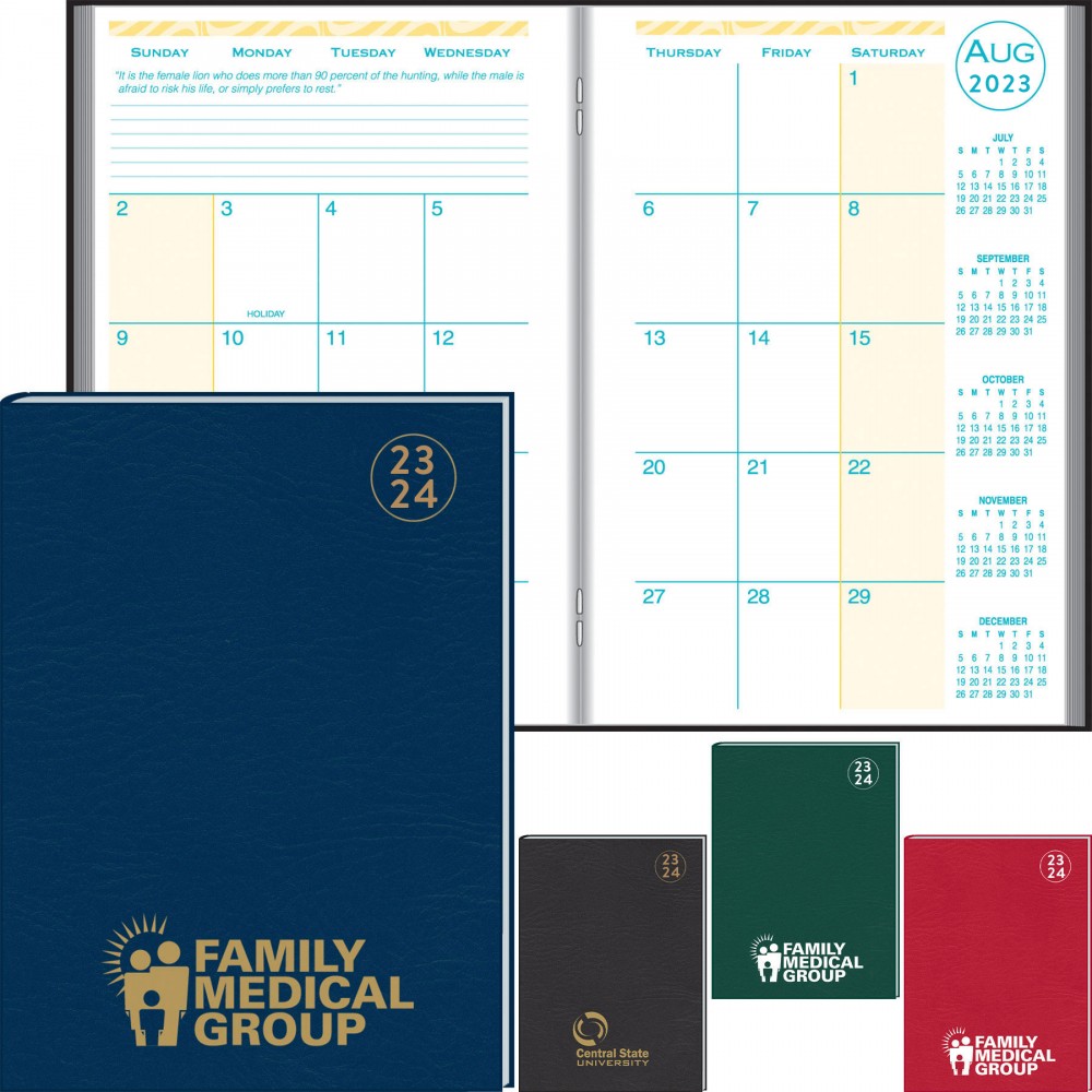 Academic Desk Monthly Planner w/ Morocco Cover : 2023-2024 Custom Imprinted