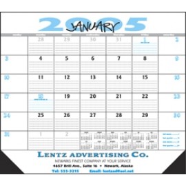 Logo Printed Desk Pad Calendar w/6 Rows of Date Blocks