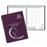 Branded Academic Wire Bound Monthly Desk Planner w/ Leatherette Cover