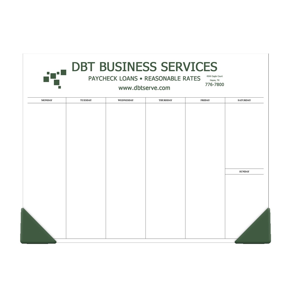 Branded 25 Sheet Freestyle Desk Calendar Pads w/ 4 color process 20 3/4"x3 1/4" Top Imprint & Center Branded 25 Sheet Freestyle Desk Calendar Pads w/ 4 color process 20 3/4"x3 1/4" Top Imprint & Center