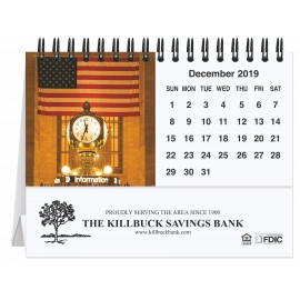 Logo Printed Old Glory Tent Desk Calendar (5 13/16"x4")