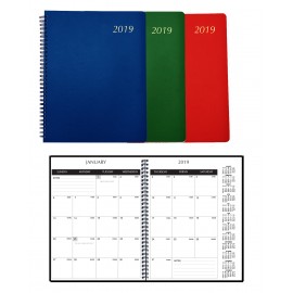 Branded Spiral Monthly Desk Planner with Leatherette Cover  Branded Spiral Monthly Desk Planner with Leatherette Cover