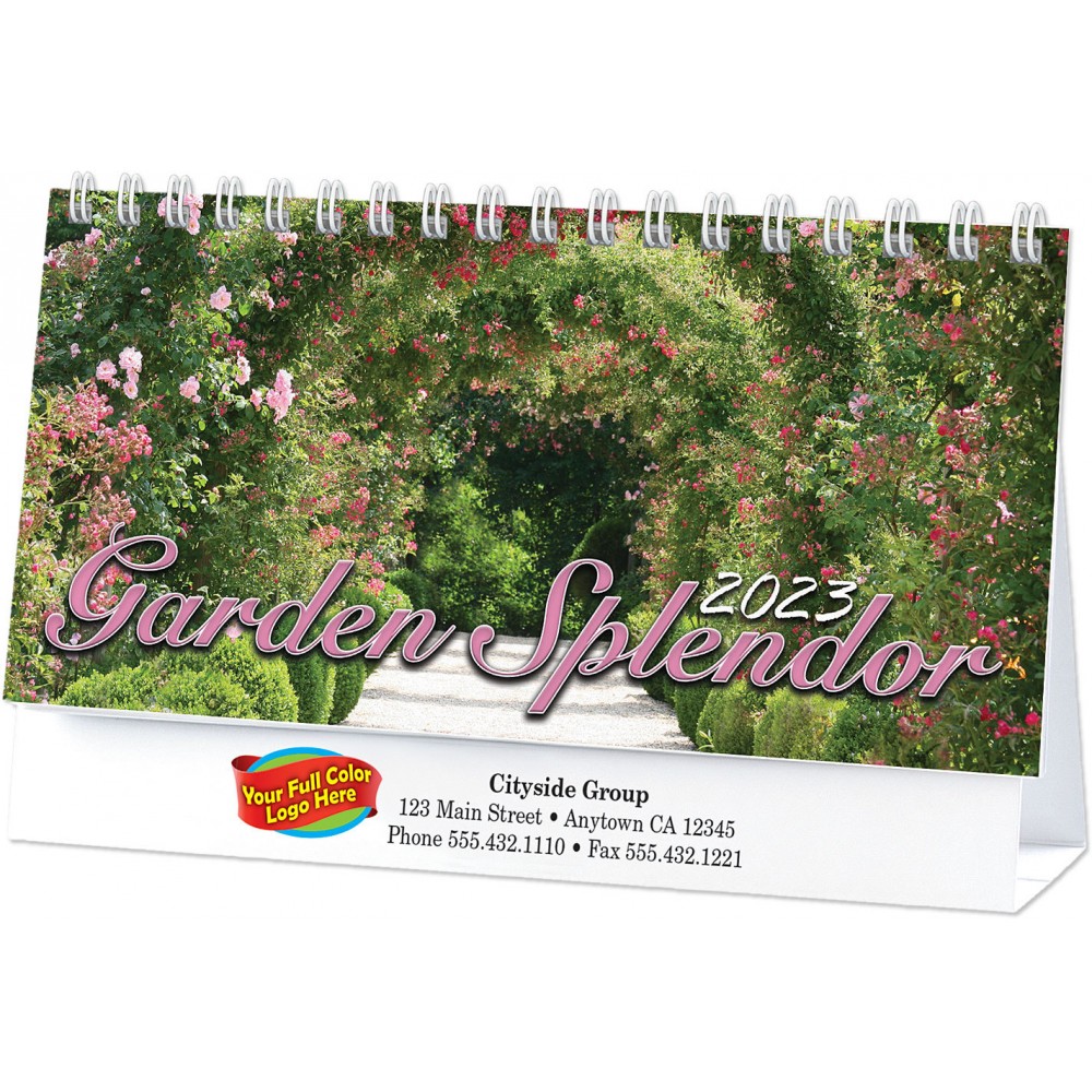 Full Color Garden Splendor Desk Calendar Branded