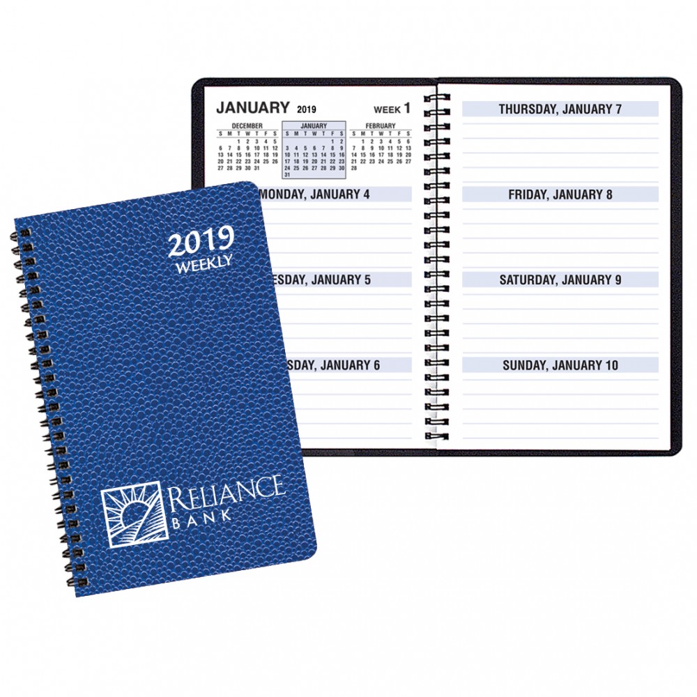 Large Print Weekly Desk Planner w/ Cobblestone Cover Branded