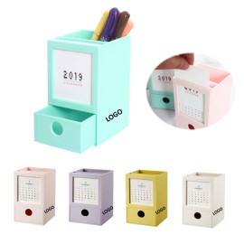 Custom Imprinted Storage Box Desk Calendar With Pen Holder