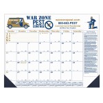Branded 12 Month Desk Calendar | 22" x 17" | 2 Imprint Areas | Blue & Gold Calendar Colors