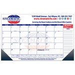 Logo Printed 17" x 11" 13 month desk calendar one color form, two color art with Leatherette corners.