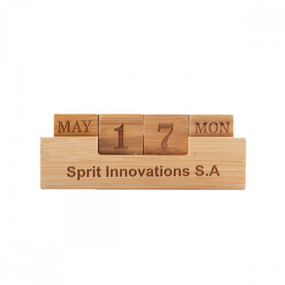 Wooden Cube Calendar Blocks with Stand Logo Printed