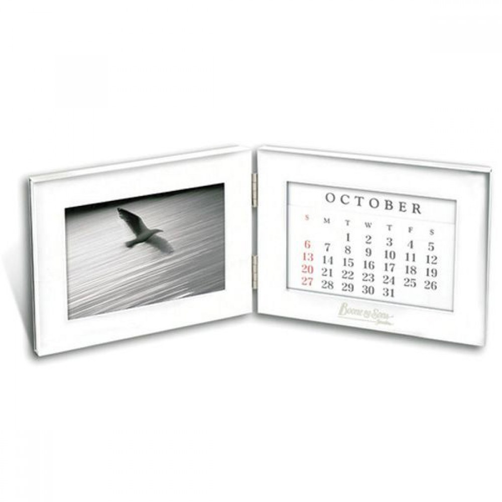 Custom Imprinted Silver F/64 Perpetual Calendar & Picture Frame (4"x6" Photo)