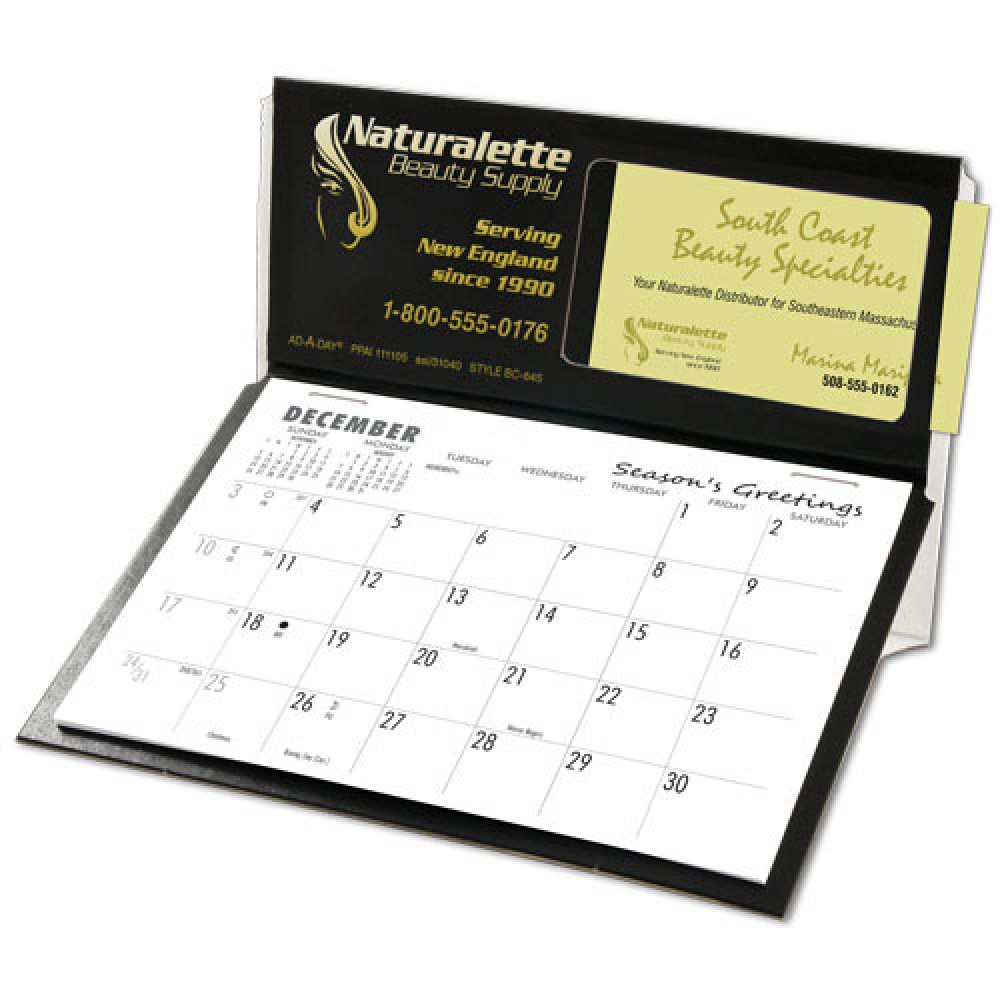 BC-62 Business Card Mem-O-Rite Desk Calendar, Black/White Sold Out Custom Imprinted