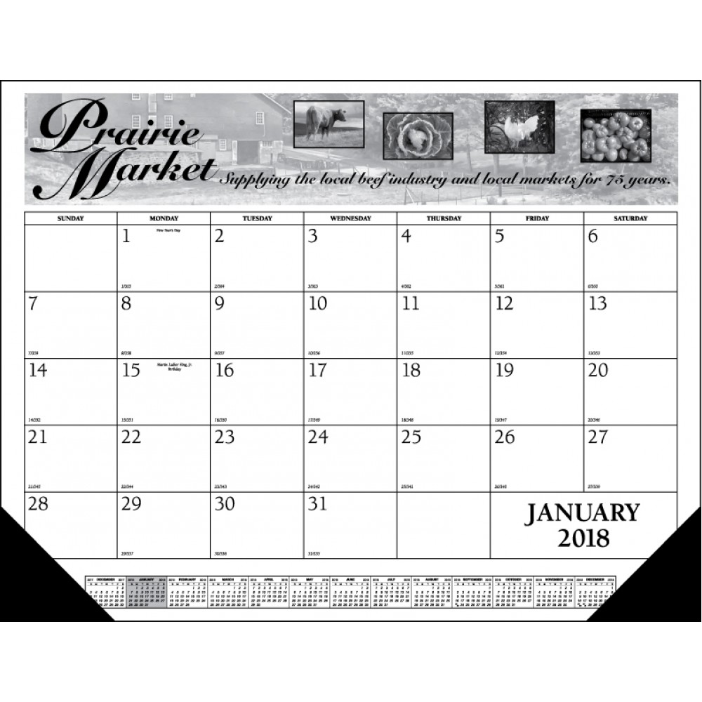 Economy 1 Color Desk Pad Calendar Custom Imprinted