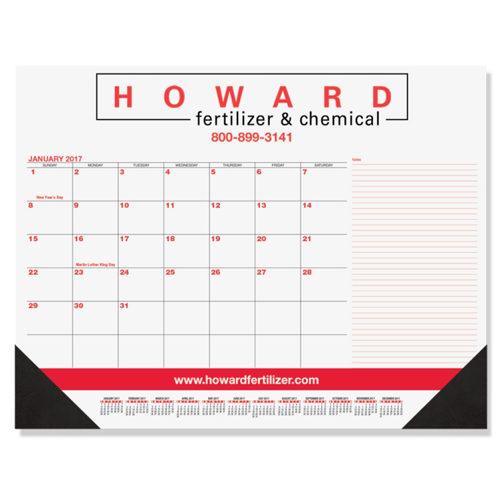 Red & Black Calendar Desk Pads w/Side Note Lines & One Color Imprint (21 3/4"x17") Logo Printed Red & Black Calendar Desk Pads w/Side Note Lines & One Color Imprint (21 3/4"x17") Logo Printed