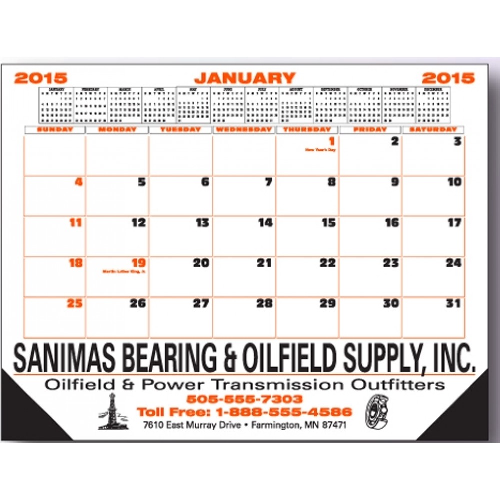 Desk Pad Calendar w/12 Month Top Custom Imprinted
