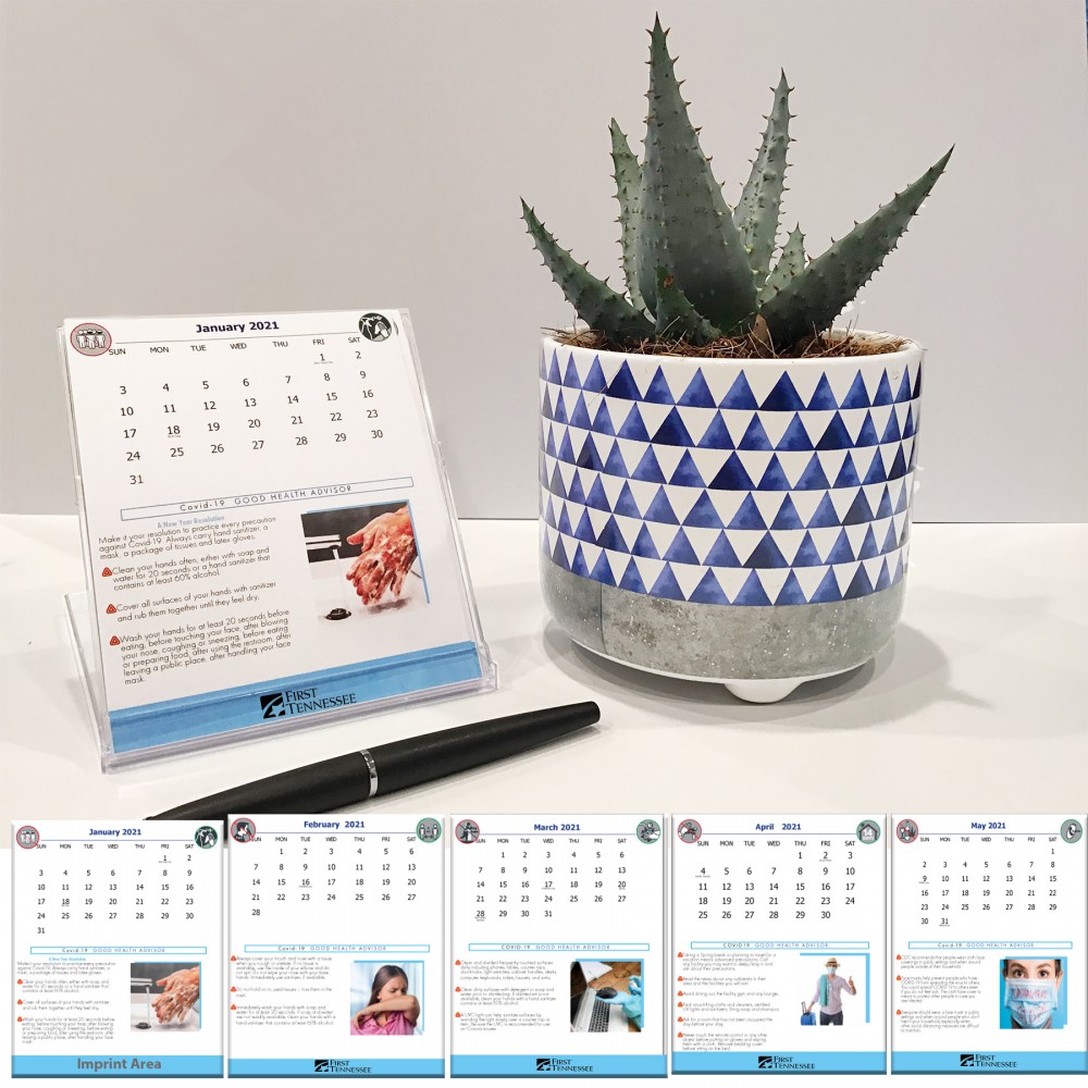 2023 Desk Jewel Case Calendar - Coronavirus/Covid-19 Logo Printed