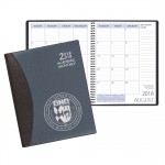 Academic Wire Bound Monthly Desk Planner w/ Carriage Vinyl Cover Branded