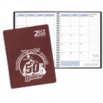 Two Year Monthly Desk Planner w/ Leatherette Cover Branded
