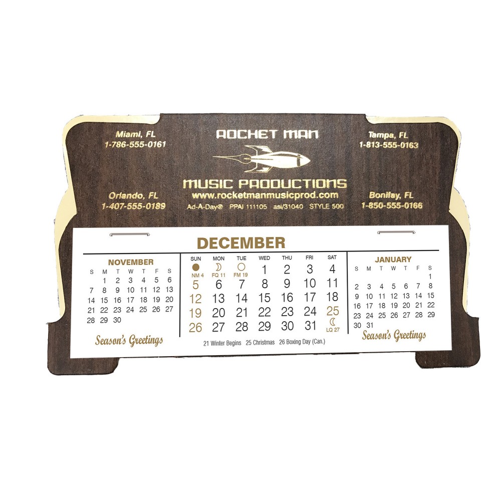 Custom Imprinted 500 Retro Deskdate Desk Calendar, Woodgrain/Ivory 25% off thru 9/15/23