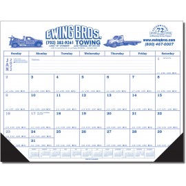 Desk Blotter Monthly Calendar - Blue Grid Branded