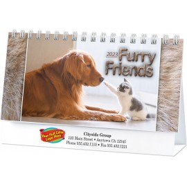 Full Color Furry Friends Desk Calendar Logo Printed