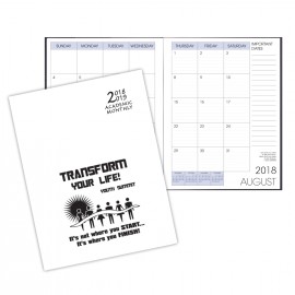 Academic Saddle Stitched Monthly Desk Planner w/ White Economy Cover Custom Imprinted  Academic Saddle Stitched Monthly Desk Planner w/ White Economy Cover Custom Imprinted