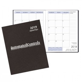 Logo Printed Monthly Desk Saddle Stitched Appointment Calendar/Planner w/ Leatherette Cover