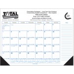 Desk Blotter Monthly Calendar - Blue/Gold Grid Custom Imprinted