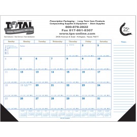 Desk Blotter Monthly Calendar - Blue/Gold Grid Custom Imprinted