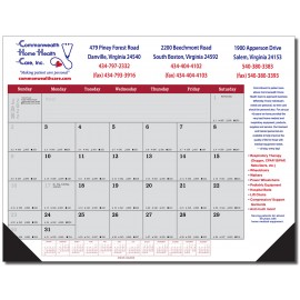 Logo Printed Desk Blotter Monthly Calendar - Maroon/Gray Grid  Logo Printed Desk Blotter Monthly Calendar - Maroon/Gray Grid