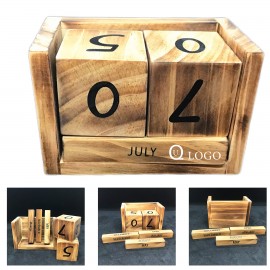 Logo Branded Wooden Date Block Perpetual Calendar
