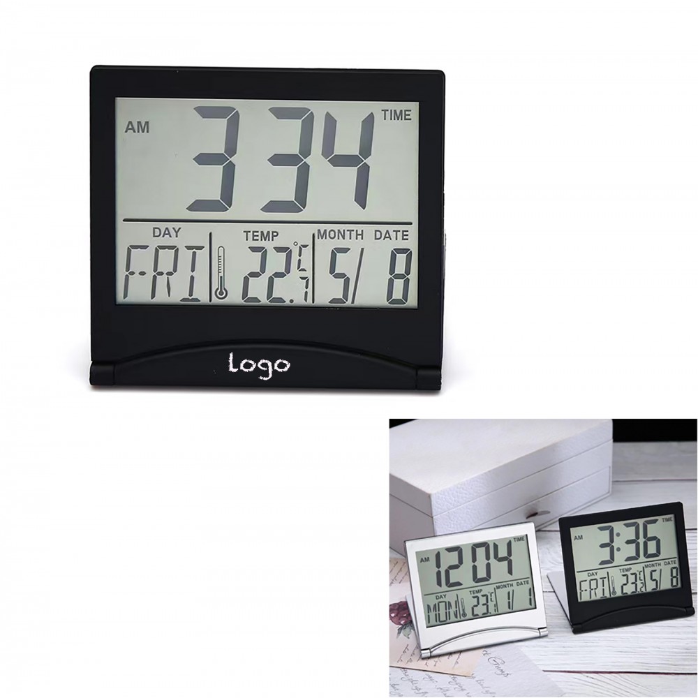 Logo Printed Alarm Clock With Calendar