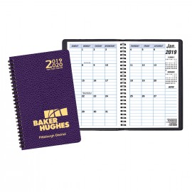 Branded Two Year Monthly Desk Planner w/ Cobblestone Cover  Branded Two Year Monthly Desk Planner w/ Cobblestone Cover