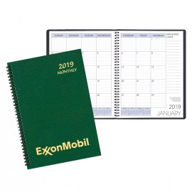 Custom Imprinted Monthly Desk Wire Bound Appointment Planner w/ Leatherette Cover