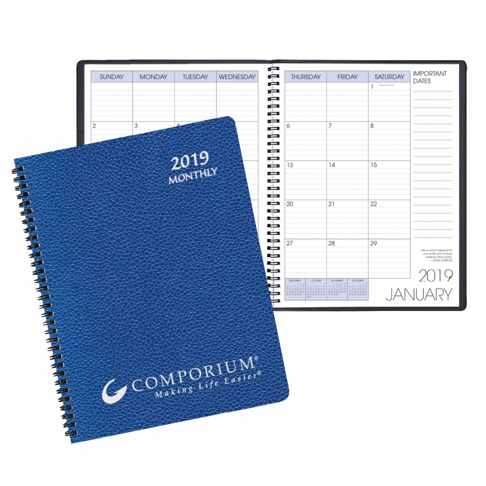Custom Imprinted Monthly Desk Appointment Calendar/Planner w/ Cobblestone Cover