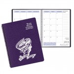 Logo Printed Academic Wire Bound Monthly Desk Planner w/ Cobblestone Cover