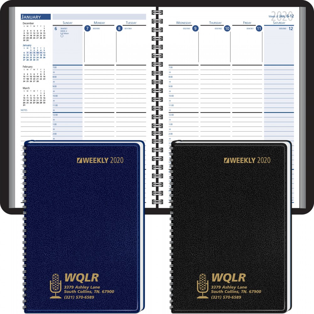 Custom Imprinted 2020 Column-Style Weekly, Wired Desk Planner Custom Imprinted 2020 Column-Style Weekly, Wired Desk Planner
