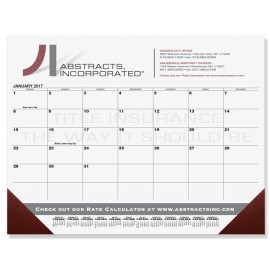 Logo Printed Black 13- Month Calendar Desk Pad w/One Color Imprint (21"x17")