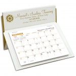 5 Rite-A-Dex Mini Memo Desk Calendar, White/Gold Logo Printed
