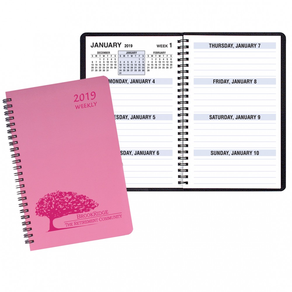 Branded Large Print Weekly Desk Planner w/ Twilight Cover