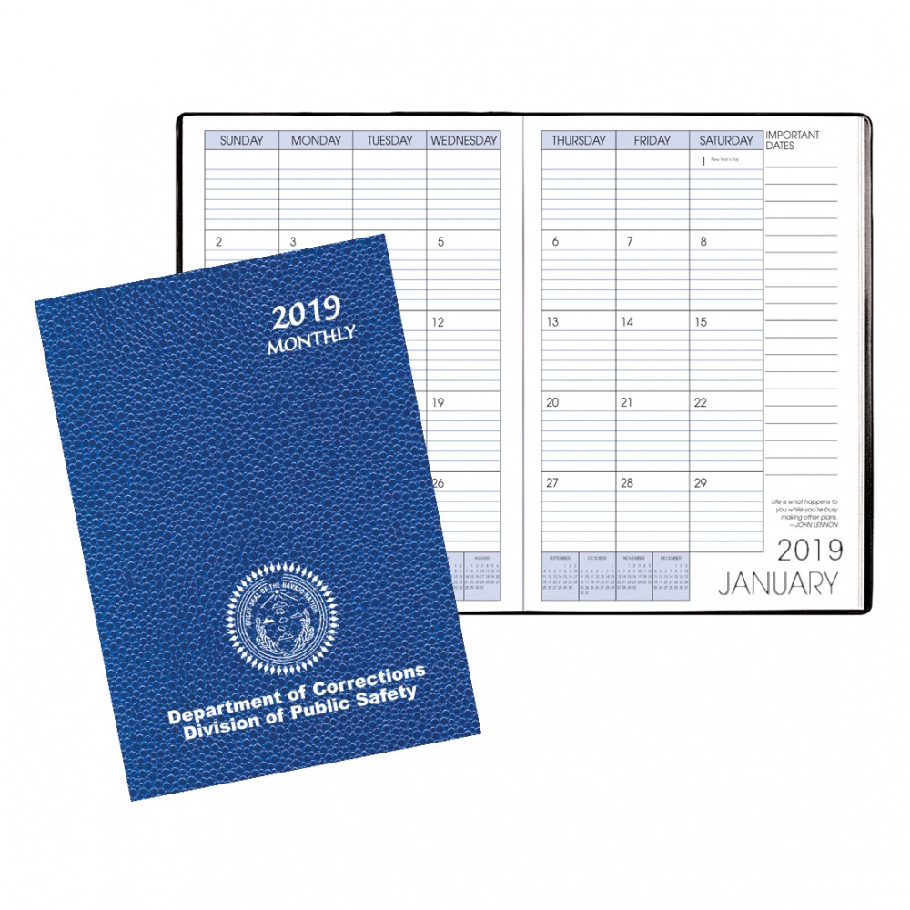 Monthly Desk Saddle Stitched Appointment Planner w/ Cobblestone Cover Logo Printed Monthly Desk Saddle Stitched Appointment Planner w/ Cobblestone Cover Logo Printed