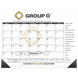 22" x 17"- 13 month desk calendar one color form/two color art with Leatherette corners. Custom Imprinted