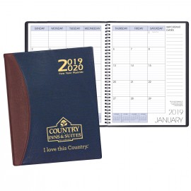 Branded Two Year Monthly Desk Planner w/ Carriage Vinyl Cover